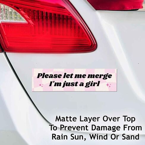 Please Let Me Merge I'm Just A Girl Funny Vinyl Bumper Sticker Weather-Resistance Funny Bumper Sticker for Cars, Trucks in Saudi Arabia