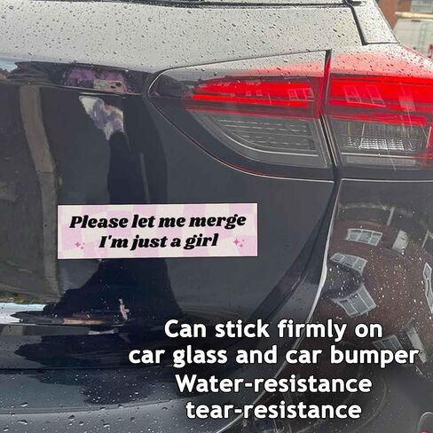 Please Let Me Merge I'm Just A Girl Funny Vinyl Bumper Sticker Weather-Resistance Funny Bumper Sticker for Cars, Trucks in Saudi Arabia