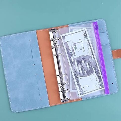 12Pcs A6 Colorful Zipper Loose-Leaf Bag with PU Leather Notebook Binder Cover Waterproof Cash Budget Envelope System(Pink) in Saudi Arabia