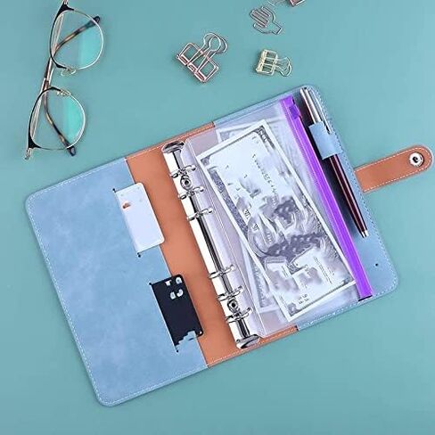 12Pcs A6 Colorful Zipper Loose-Leaf Bag with PU Leather Notebook Binder Cover Waterproof Cash Budget Envelope System(Pink) in Saudi Arabia