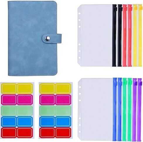 12Pcs A6 Colorful Zipper Loose-Leaf Bag with PU Leather Notebook Binder Cover Waterproof Cash Budget Envelope System(Pink) in Saudi Arabia