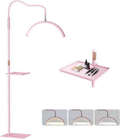 Lash Light for Lash Tech, LED Half Moon Light for Eyelash Extensions, Skincare, Tattoo, Nail and Make up, Adjustable Brightness and Height, Two Control Methods (Black) in Kuwait