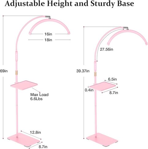 Lash Light for Lash Tech, LED Half Moon Light for Eyelash Extensions, Skincare, Tattoo, Nail and Make up, Adjustable Brightness and Height, Two Control Methods (Black) in Kuwait