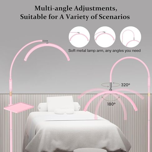 Lash Light for Lash Tech, LED Half Moon Light for Eyelash Extensions, Skincare, Tattoo, Nail and Make up, Adjustable Brightness and Height, Two Control Methods (Black) in Kuwait