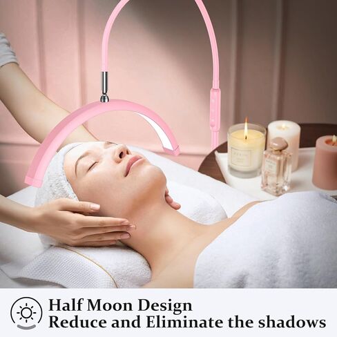 Lash Light for Lash Tech, LED Half Moon Light for Eyelash Extensions, Skincare, Tattoo, Nail and Make up, Adjustable Brightness and Height, Two Control Methods (Black) in Kuwait