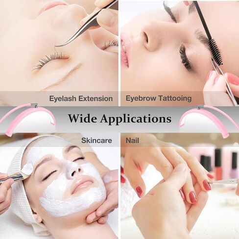 Lash Light for Lash Tech, LED Half Moon Light for Eyelash Extensions, Skincare, Tattoo, Nail and Make up, Adjustable Brightness and Height, Two Control Methods (Black) in Kuwait