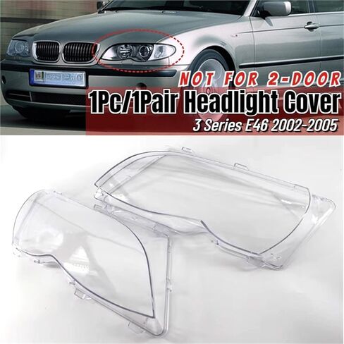 أغطية عدسات إضاءة السيارة الأمامية متوافقة مع BMW 3 Series E46 318i 320i 325i 4 أبواب سيدان 2002-2005 غطاء المصباح الأمامي (يمين) in Saudi Arabia