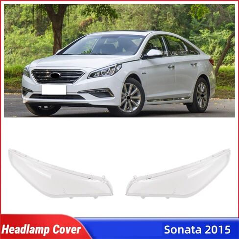 متوافق مع Hyundai Sonata 2015 ملحقات السيارة الأمامية مصباح زجاجي زجاجي غطاء السيارة الأمامي للعدسات الأمامية غطاء أضواء قذيفة (2 قطعة اليسار واليمين) in Saudi Arabia
