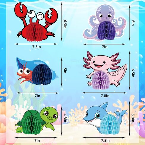 12Pcs Under The Sea Party Decorations Ocean Sea Animal Honeycomb Centerpiece Under The Sea Birthday Party Table Decoration Fish Sea Creature Mermaid Centerpiece for Beach Baby Shower Party Supplies in Saudi Arabia