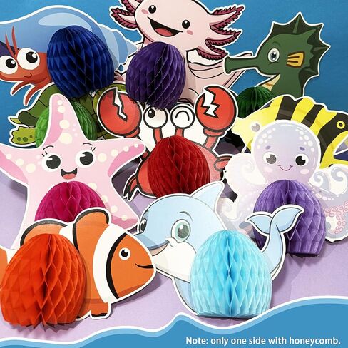 12Pcs Under The Sea Party Decorations Ocean Sea Animal Honeycomb Centerpiece Under The Sea Birthday Party Table Decoration Fish Sea Creature Mermaid Centerpiece for Beach Baby Shower Party Supplies in Saudi Arabia