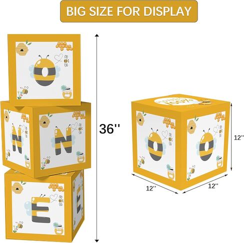 Bee First Birthday Party Balloon Boxes Supplies - 3 Pcs Honey Bumble Theme Happy 1st Bee Day Birthday Party Decorations One Balloon Box Backdrop Block in Saudi Arabia