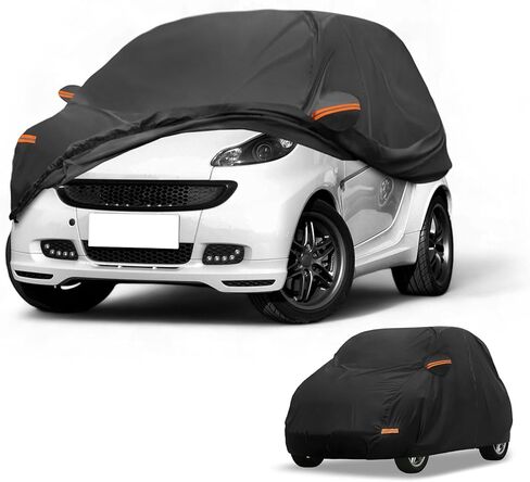 Car Cover Waterproof All Weather Sun Rain Protection Full Exterior Cover for Smart Fortwo Black with Left Side Zippers in Saudi Arabia