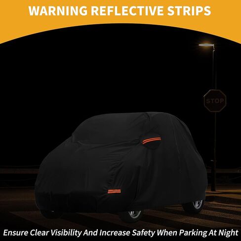 Car Cover Waterproof All Weather Sun Rain Protection Full Exterior Cover for Smart Fortwo Black with Left Side Zippers in Saudi Arabia
