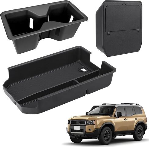 Center Console Organizer Tray Sets Fit for Toyota Land Cruiser Prado 250 LC250 2024 2025 2026 Interior Accessories 3PCS Center Console Trays+ Armrest Hidden Storage Box+TPE Cup Holder Insert in Saudi Arabia