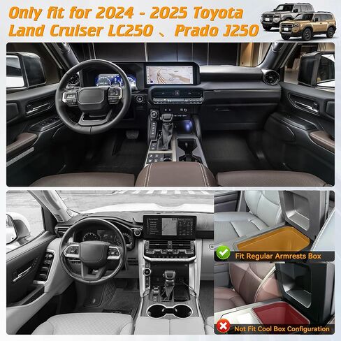 Center Console Organizer Tray Sets Fit for Toyota Land Cruiser Prado 250 LC250 2024 2025 2026 Interior Accessories 3PCS Center Console Trays+ Armrest Hidden Storage Box+TPE Cup Holder Insert in Saudi Arabia