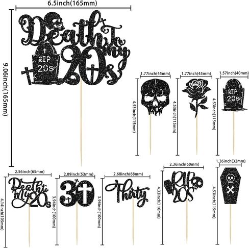 Ephlyn 25 حزمة من Death to My 20s Cake Toppers RIP 20s Cupcake Toppers Glitter Rip 20s Cupcake Picks Death to My Twenties زينة كعكة الجنازة من أجل Rip to My 20s Youth لوازم حفلات عيد الميلاد الثلاثين in Saudi Arabia