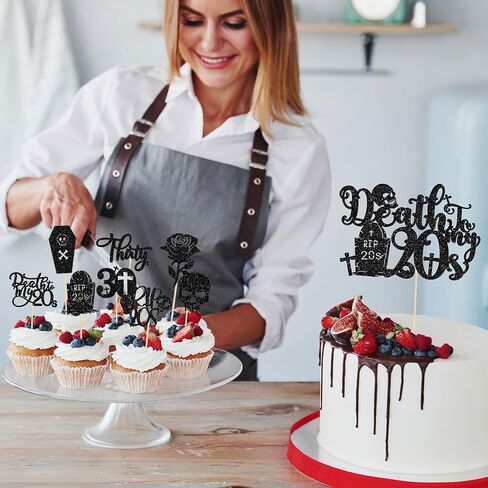 Ephlyn 25 حزمة من Death to My 20s Cake Toppers RIP 20s Cupcake Toppers Glitter Rip 20s Cupcake Picks Death to My Twenties زينة كعكة الجنازة من أجل Rip to My 20s Youth لوازم حفلات عيد الميلاد الثلاثين in Saudi Arabia