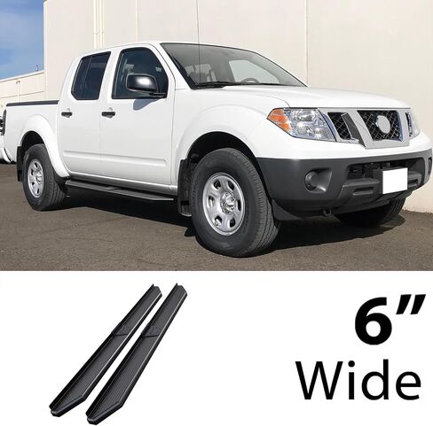 HD Ridez Flat Style Running Board 6" Black Compatible with Nissan Frontier 2005-2026 Crew Cab (Nerf Bar Side Steps Side Bars) in Saudi Arabia