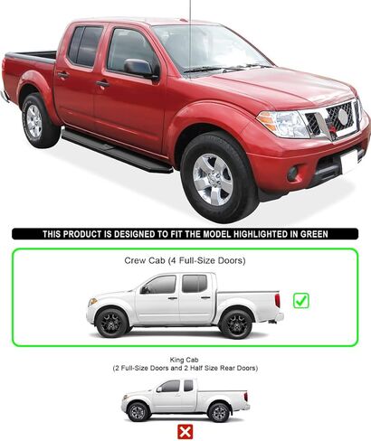 HD Ridez Flat Style Running Board 6" Black Compatible with Nissan Frontier 2005-2026 Crew Cab (Nerf Bar Side Steps Side Bars) in Saudi Arabia