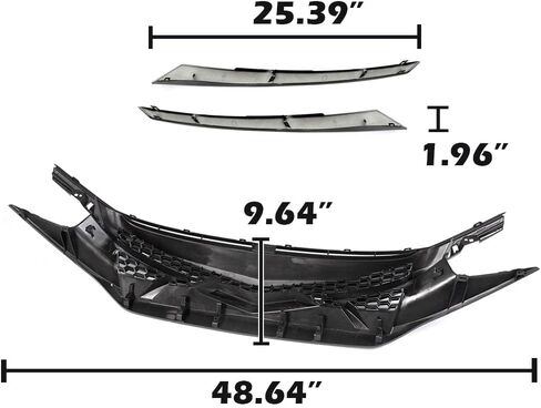 G-PLUS Front Bumper Grill & 2 PCS Eye Lid Compatible with Honda Civic 10th Gen 2016 2017 2018 Front Upper Hood Grille Factory Style ABS Plastic in Saudi Arabia