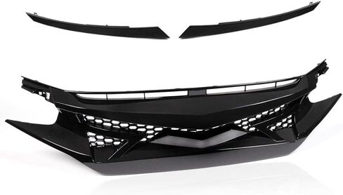 G-PLUS Front Bumper Grill & 2 PCS Eye Lid Compatible with Honda Civic 10th Gen 2016 2017 2018 Front Upper Hood Grille Factory Style ABS Plastic in Saudi Arabia