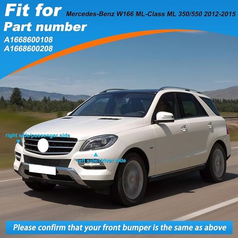 غطاء غسالة المصباح الأمامي البديل للسيارة مناسب لسيارة Mercedes-Benz W166 ML-Class ML 350/550 2012 2013 2014 2015 A1668600108 A1668600208 (غير مطلي، جانب السائق الأيسر) in Saudi Arabia