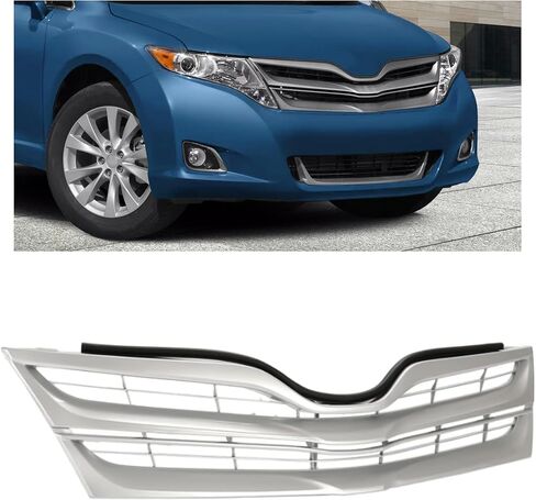 KUAFU Grille Compatible with 2013-2016 Toyota Venza Replacement for TO1200359 531010T020 Front Bumper upper Grill Plastic Silvery in Saudi Arabia