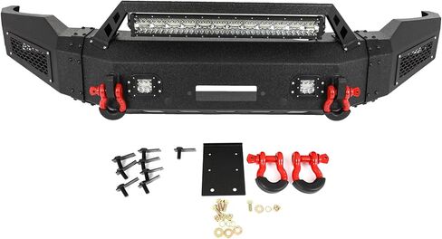SCITOO Steel Front Bumper fit for 2006-2008 for RAM 1500 Rock Crawler Bumper, with Winch Plate and D-rings and LED Lights (Powder coated black finish) in Saudi Arabia