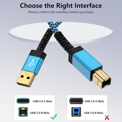 Printer Cable 6FT USB 2.0 Printer Cable USB-A to USB-B Cable, High Speed Scanner Printer Cord for HP Canon Dell Samsung Epson Brother Lexmark Xerox,USB MIDI Cable for Digital Piano DAC MIDI Controller in Kuwait