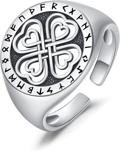 Hamsa Ring 925 Sterling Silver Hand of Fatima Signet Ring Celtic Knot Open Ring Hamsa Jewelry Gifts for Men in Kuwait