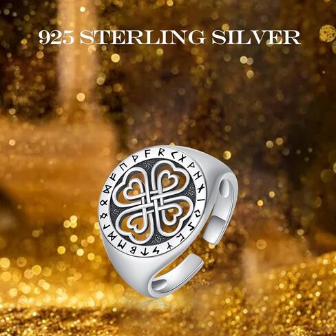 Hamsa Ring 925 Sterling Silver Hand of Fatima Signet Ring Celtic Knot Open Ring Hamsa Jewelry Gifts for Men in Kuwait