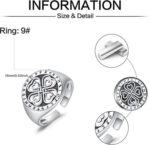 Hamsa Ring 925 Sterling Silver Hand of Fatima Signet Ring Celtic Knot Open Ring Hamsa Jewelry Gifts for Men in Kuwait