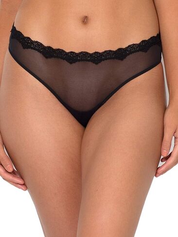 Smart & Sexy Women's Lace Trim & Mesh Panty Sexy Thongs & Cheeky Bikinis, Blushing Rose/Black Hue in Saudi Arabia