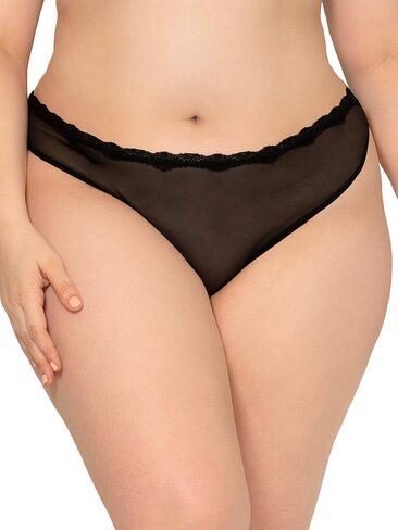 Smart & Sexy Women's Lace Trim & Mesh Panty Sexy Thongs & Cheeky Bikinis, Blushing Rose/Black Hue in Saudi Arabia