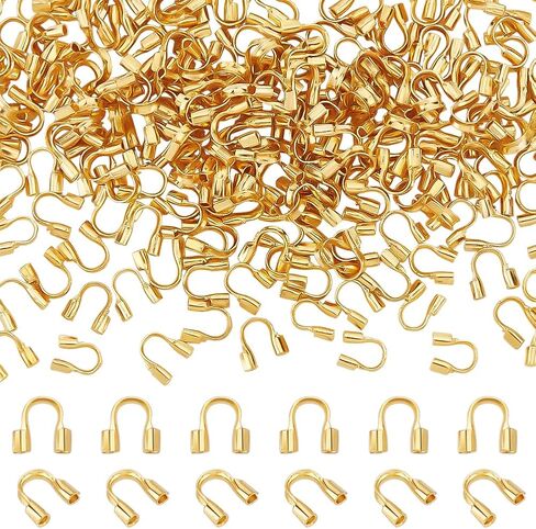PH PandaHall 200PCS Brass Wire Guardian and Protectors Golden U Shape Wire Guards Loop Guardian Thread Protectors Jewelry Finding for Earring Bracelet Beading Jewelry Crafts Making Hole: 0.5mm in Saudi Arabia
