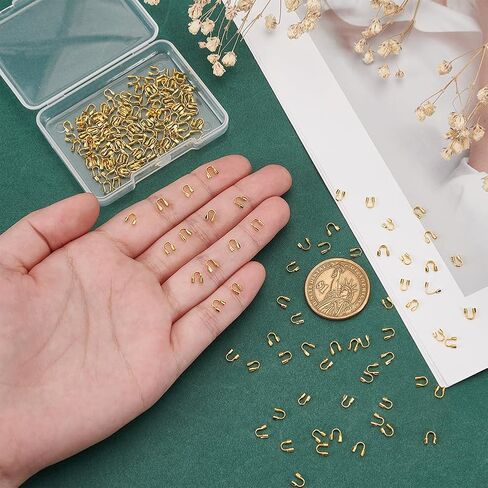 PH PandaHall 200PCS Brass Wire Guardian and Protectors Golden U Shape Wire Guards Loop Guardian Thread Protectors Jewelry Finding for Earring Bracelet Beading Jewelry Crafts Making Hole: 0.5mm in Saudi Arabia