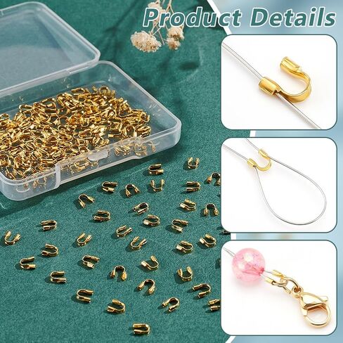 PH PandaHall 200PCS Brass Wire Guardian and Protectors Golden U Shape Wire Guards Loop Guardian Thread Protectors Jewelry Finding for Earring Bracelet Beading Jewelry Crafts Making Hole: 0.5mm in Saudi Arabia