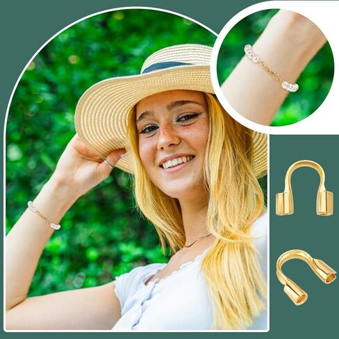 PH PandaHall 200PCS Brass Wire Guardian and Protectors Golden U Shape Wire Guards Loop Guardian Thread Protectors Jewelry Finding for Earring Bracelet Beading Jewelry Crafts Making Hole: 0.5mm in Saudi Arabia