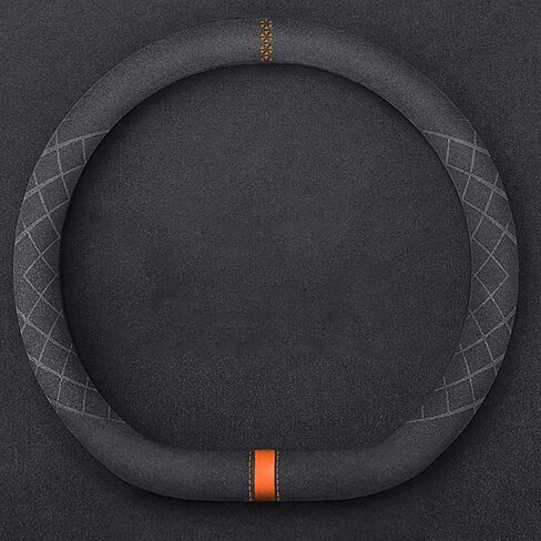 INEBIZ Sport-Style Suede Car Steering Wheel Cover Anti-Slip Universal for Truck SUV (Orange, D-Shaped) in Saudi Arabia