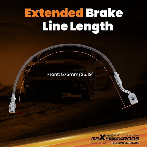 maXpeedingrods Front Extended Brake Lines for Chevy Silverado/GMC 1500 2007-2018, 2500HD/3500HD 2011-2019, for Suburban/Tahoe/Yukon XL, Stainless Steel - 5-7.5" Lift in Saudi Arabia