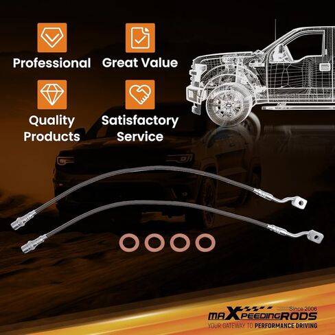 maXpeedingrods Front Extended Brake Lines for Chevy Silverado/GMC 1500 2007-2018, 2500HD/3500HD 2011-2019, for Suburban/Tahoe/Yukon XL, Stainless Steel - 5-7.5" Lift in Saudi Arabia