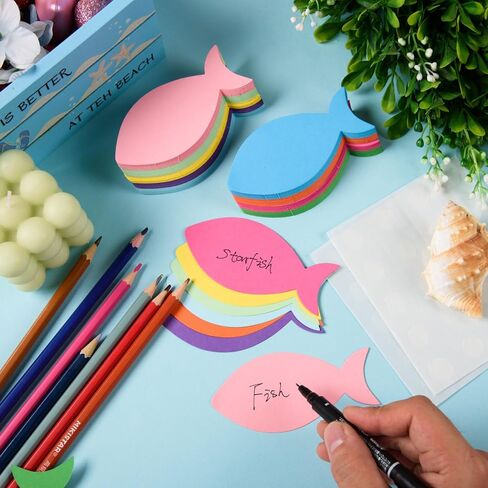 MixTeach 180 Pcs Fish Cutouts Paper Fish Shapes 4 Inch Assorted Color Fish Die Cuts Summer Classroom Decor with Glue Points for Bulletin Board DIY Craft Project Party Decor in Saudi Arabia