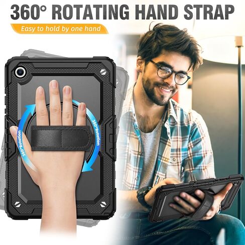 حافظة HXCASEAC لهاتف Samsung Galaxy Tab A9 Plus مقاس 11 بوصة مع واقي شاشة/حزام يد قابل للتعديل/حامل قلم، [بوف منسدل ثلاثي الطبقات] حافظة تابلت Samsung A9+ Plus 2023 SM-X210/X216/X218 - أصفر in Saudi Arabia