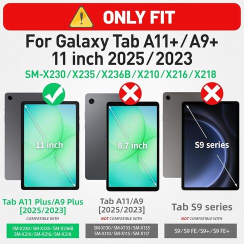 حافظة HXCASEAC لهاتف Samsung Galaxy Tab A9 Plus مقاس 11 بوصة مع واقي شاشة/حزام يد قابل للتعديل/حامل قلم، [بوف منسدل ثلاثي الطبقات] حافظة تابلت Samsung A9+ Plus 2023 SM-X210/X216/X218 - أصفر in Saudi Arabia
