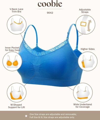 كوبي حمالة صدر دانتيل برقبة شكل V للنساء, مالتي, One Size in Kuwait