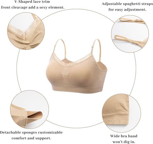 كوبي حمالة صدر دانتيل برقبة شكل V للنساء, مالتي, One Size in Kuwait