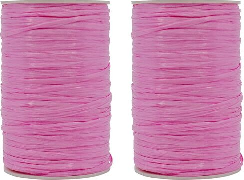 Pack of 2 Pearlized Raffia Ribbon Rolls 200 Yards for Kraft Packaging and Decoration (Red) in Saudi Arabia