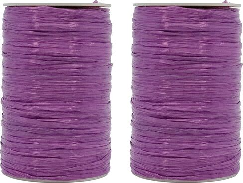Pack of 2 Pearlized Raffia Ribbon Rolls 200 Yards for Kraft Packaging and Decoration (Red) in Saudi Arabia
