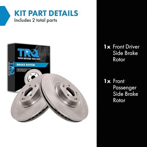 TRQ Front Brake Rotor Set Vented Compatible with 2012-2016 Hyundai Equus 2015-2016 Genesis 2017 Genesis G80 2015-2017 Kia K900 in Saudi Arabia