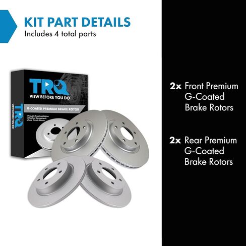 TRQ Front and Rear Brake Rotor Set G Coated Vented Solid Compatible with 2004-2013 Mazda 3 in Saudi Arabia